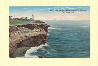 Ca San Diego 1908 - 29 Vintage Postcard Point Loma Govt Lighthouse California