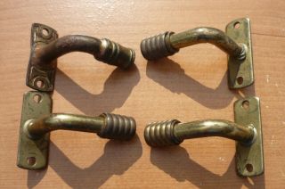 (4) Antique/vintage Brass Finish Goose Neck Barrel Brackets 3/8 " Curtain Rod