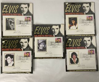 Complete Set Of 5 Elvis Presley U.  S.  P.  S Official 1st Day Issue Covers