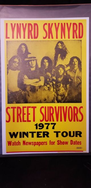 Lynyrd Skynyrd Street Survivors 1977 Winter Tour Concert Poster W