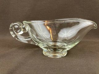 Vintage Heavy Thick Clear Glass Gravy Boat