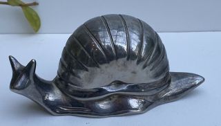Vintage E.  P.  Zinc Alloy Silver Plated Snail Escargot Trinket Box