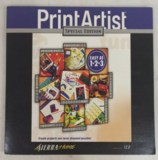 Vintage Software Sierra Home 12.  0 Printartist Special Edition (cd,  2001)