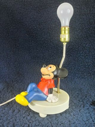 Vintage Walt Disney Mickey Mouse Lamp No Shade 3 Way Switch