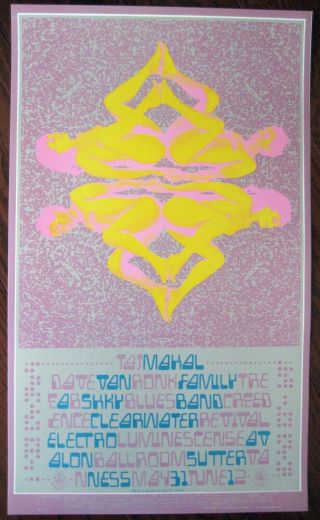 1968 Taj Mahal Creedence Clearwater Family Dog Poster Fd 121 Pink Version 1st