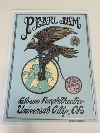 Pearl Jam October 7,  2009 Los Angeles Concert Poster By Taka Hayashi
