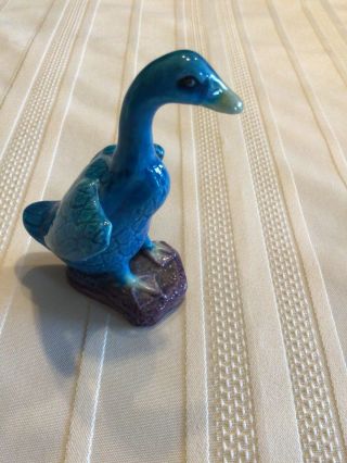 Vintage Porcelain/ceramic Turquoise Blue Chinese Peking Duck Figurine 4 " Tall