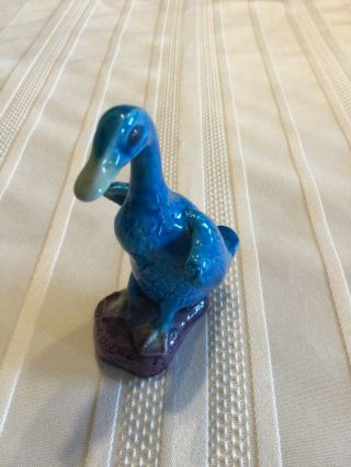 Vintage Porcelain/Ceramic Turquoise Blue Chinese Peking Duck Figurine 4 