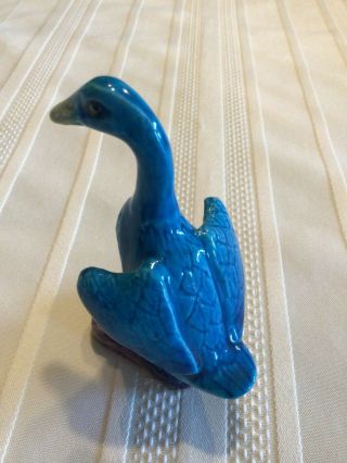 Vintage Porcelain/Ceramic Turquoise Blue Chinese Peking Duck Figurine 4 