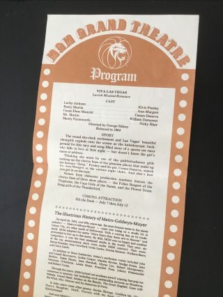 Vintage Elvis Viva Las Vegas Mgm Theater Program / Daly Deals