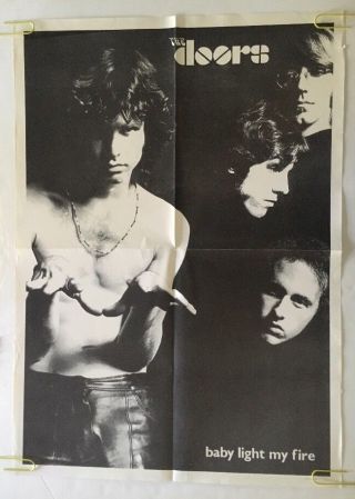 Vintage Light My Fire Jim Morrison The Doors 1970s Pin - Up Black & White