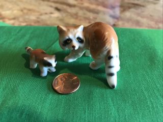 Vintage Hagen Renaker? Miniature Ceramic Raccoon Figurines