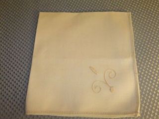 Vintage Napkins Set Of 5 Ecru Linen With Embroidery On Corner 35ns