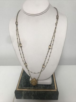 Vintage Gold Tone Necklace W/ Locket Pendant Charm (i)
