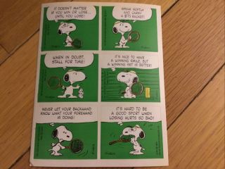 Vintage Peanuts Snoopy Tennis Sticker Sheet