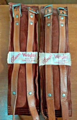 Elmer’s Vintage Leg Ankle Weights Leather Straps 2.  5 Lb.  ’s,  In Sears Box