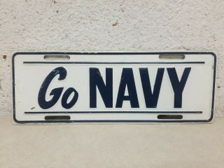 Vintage 12 " Recruiter Go Navy Blue & White Enamel License Plate Vanity Plate