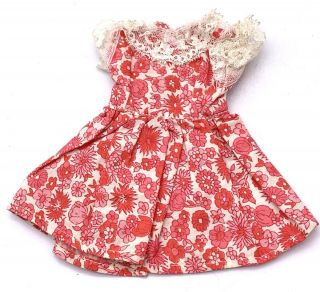 Vintage 10.  5 " Fits Little Miss Revlon Vogue Jill Pink Floral Dress - No Doll
