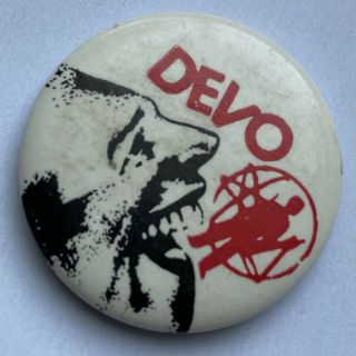 Devo 1.  25” Button Vintage 1980s Band Promo Pin Pinback