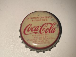1940s Winchester Va Coca - Cola Bottle Cap Virginia Vintage