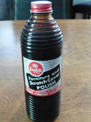Vintage Old English 8 Oz.  Bottle Furniture And Scratch Cover Polish,  Full