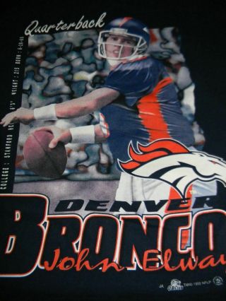 Vtg 90s 1998 Denver Broncos Blue T Shirt John Elway Men 