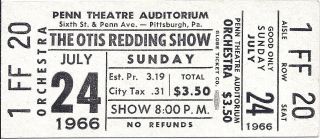 Otis Redding & Sam & Dave 1966 Concert Ticket
