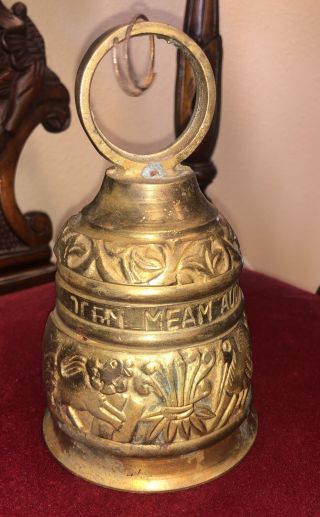 Vintage Hanging Brass Bell " Qui Me Tangit Vocem Meam Audit "