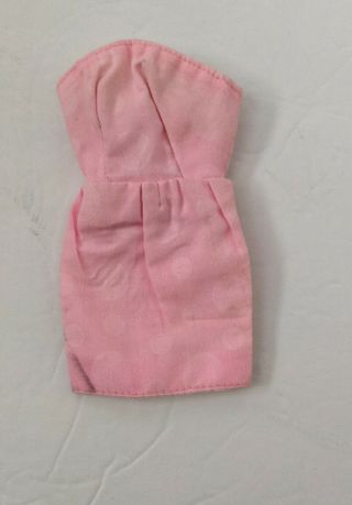 Vintage Barbie Sized Light Pink Strapless Dress With Faint Polka Dots