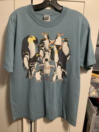 Vintage 90’s Mystic Aquarium Penguins Of The World Sz M 94 Diana Dee Tyler