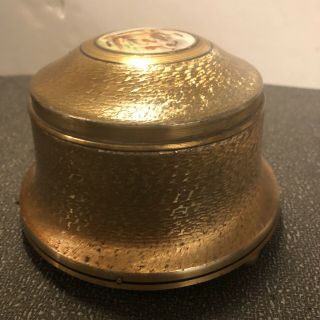 Powder Puff Music Box Vintage 1930’s Gold Ormolu Metal Vanity Victorian 3