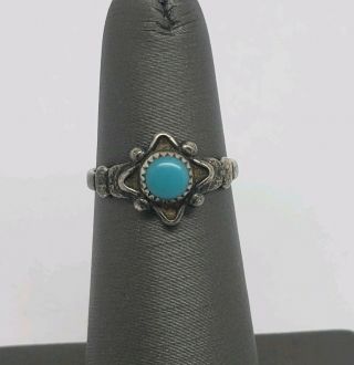 Vintage Bell Trading Post Sterling Silver And Turquoise Ring Size 4.  5