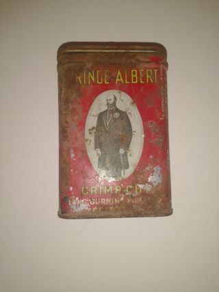 Antique Vintage 1910 Prince Albert Crimp Cut Tobacco Tin Can Rare Size 2 Oz Tin