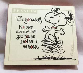 Vintage Hallmark Peanuts Snoopy Wall Plaque " Be Yourself.  " Approx.  4.  5”x4.  5”