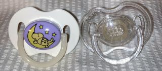 Vintage Avent Silicone Pacifiers - Glow In Dark Doggy&moon/clear - Size 0 - 6 Months