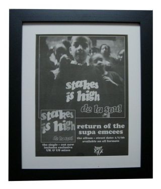 De La Soul,  Stakes Is High,  Poster,  Ad,  Rare 1996,  Framed,  Fast,  Global Ship