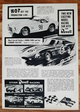 Vintage 1964 Revell Carroll Shelby Cobra Ford Ferrari Slot Car Advertisement