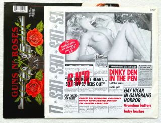 Guns N Roses Lies Lp 1986 German Press Nude Girl Insert Metallica Slayer La Guns