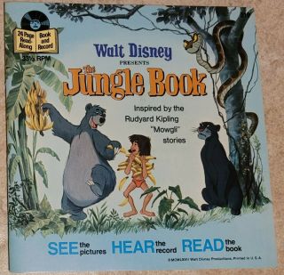 1977 Walt Disney The Jungle Book See,  Hear & Read Book And Record 319 Vintage