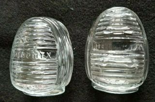 2 Vintage Hendryx Bird Cage Feeder Clear Glass Ribbed Water Cup