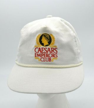 Caesars Palace Emperors Club Corduroy Snapback Hat Cap Vintage 80 