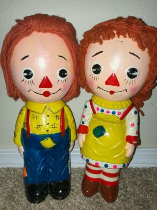 14 " Vintage Wales Raggedy Ann And Andy Penny Coin Banks Japan