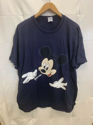 Vtg 90s Disney Double Sided Mickey Mouse Florida T - Shirt Vintage Size Xl