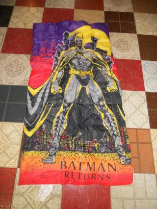 Vintage ERO Batman Returns Double Sided Sleeping Bag Blanket DC Comics RARE 1992 2