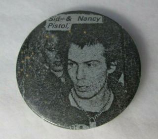 Sex Pistols Sid Vicious & Nancy Vintage 70s 37mm Badge Pin Button Punk Wave