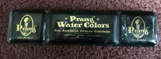 Vintage Prang 8 Water Colors Metal Box & Metal Tray Usa Old Faithful