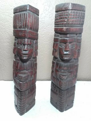 Vintage Mcm Dark Wood Carvings From Latin America,  About 10.  3 X 2.  5