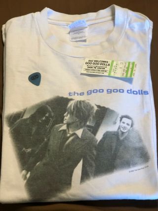 Vintage Goo Goo Dolls 1999 Concert T Shirt Xl And Ticket Stub & Goo Guitar Pick