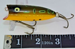 Vintage Heddon 2 - 5/8 " Baby Lucky 13 Frog Pattern Topwater Fishing Lure