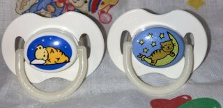 Vintage Avent Silicone Pacifiers - Glow In Dark Bears - Cat - Moon - Stars - Size 0,